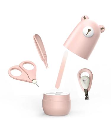 Baby Nail Clippers Set for Newborn Infant Nail kit for New Parents Gift Bear Pink