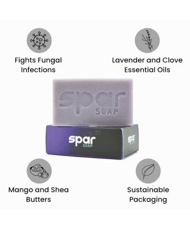 Spar Soap Platinum Antifungal Antibacterial Bar with Tea Tree, Rosemary, Cassia, and Clove - Moisturizing Mango and Shea Butter, Ideal for Body Odor, Jock Itch, Ringworm, Athlete's Foot | Perfect for Contact Sport Athletes - Buy Online on GoSupps.com