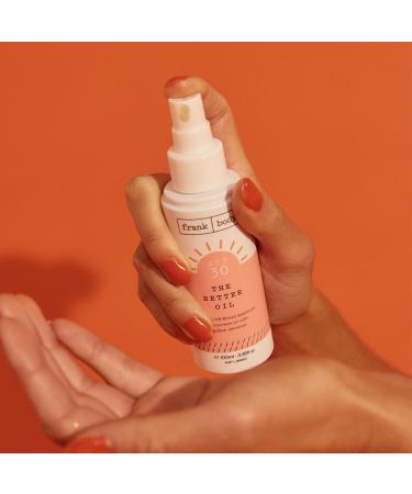 Frank Body SPF30 The Better Oil | Vegan & Cruelty-Free Nourishing Body Oil with Gold Shimmer | Jojoba & Almond Oil for Natural Glow (3.38 fl oz - Buy Online on GoSupps.com