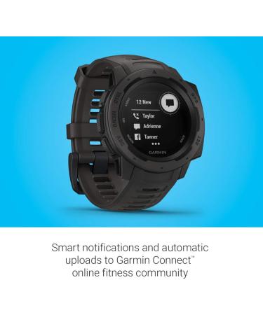 Garmin Instinct Graphite Outdoor Watch with GPS, Glonass, Galileo, Heart Rate Monitoring, Compass - Buy Online on GoSupps.com