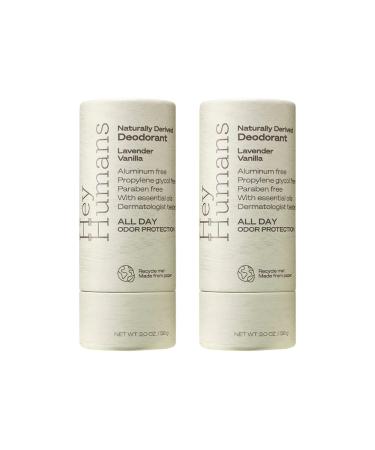 Hey Humans Deodorant Aluminum Free Deodorant for Women and Men Contains Naturally Derived Ingredients All Day Odor Control Refreshing Deodorant Essential Oils Pack of 2 Lavender Vanilla Lavender Vanilla 2 Ounce (Pack of 2)