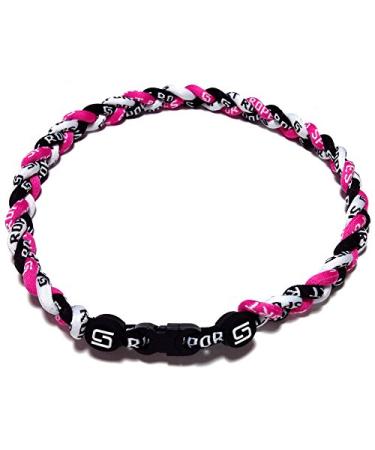Sport Ropes Triple Titanium Necklace - Choose from Multiple Colors and Sizes Pink/Black/White 18"