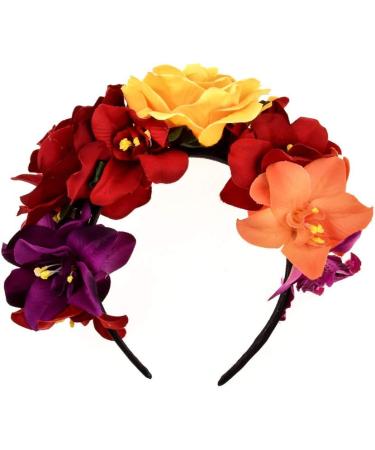 Winslet Flower Headband - Wedding Hair Wreath Crown for Women & Girls | Red Rose Flower Hair Accessory for Weddings & Parties - Buy Online on GoSupps.com
