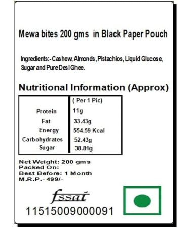 Jaiccha Ghasitaram Bhaidooj Gifts - MEWA Bites 200 GMS in Black Paper Pouch - Buy Online on GoSupps.com