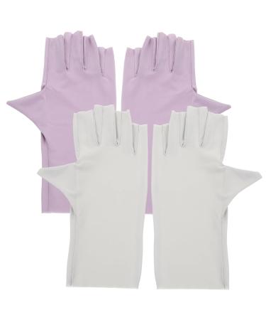FRCOLOR Gel Nail Gloves 2 Pairs pink gloves nail art UV gloves sun protection gloves for women nail art supplies manicure gloves anti UV nail UV gloves manicure UV gloves nail lamp Nylon