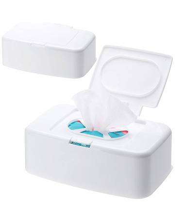 Funmo 2 pcs wet wipe dispenser wet wipes box with lid wet wipe holder moist toilet tissue box baby wipes dispenser box for Home Office and Car