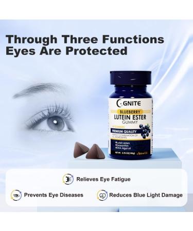 GNITE Blueberry Lutein Ester Gummy for Eye Health - Premium Quality Soft Gummies with Lutein Esters Zeaxanthin & DHA Algal Oil | 60 Count |Supports Macular Health Reduces Blue Light Damage - Buy Online on GoSupps.com