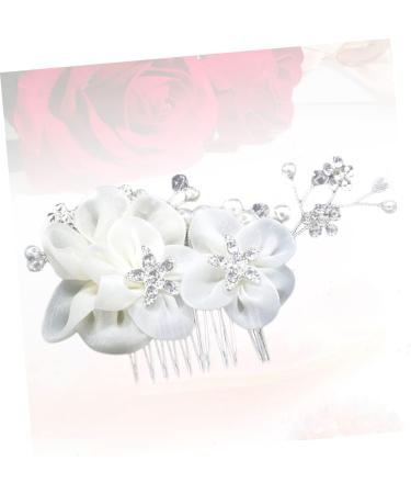 Ipetboom Tiara Decor Combs Flower Hair Comb Rhinestone Comb Bride Headpieces for Wedding Rhinestone Hair Comb Crystal Hair Comb Bride Comb Headgear White Rhinestones Silk Flower Miss - Buy Online on GoSupps.com