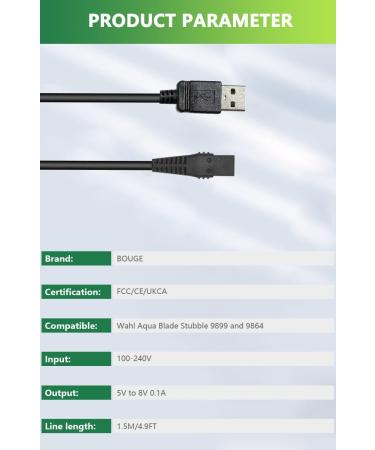 Wahl Aqua Blade Trimmer Charger Cable - USB Replacement Power Cord for 9899-100/9899-804 - Buy Online on GoSupps.com