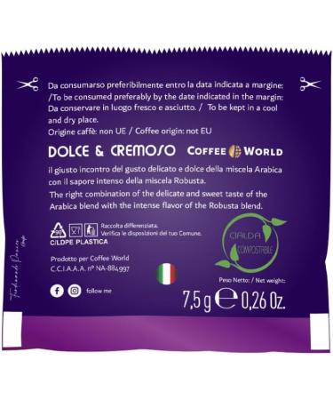 COFFEE WORLD Pack of 100 pods with a mild and creamy taste compostable paper filter pod in ESE44 format 7.5 g - Buy Online on GoSupps.com