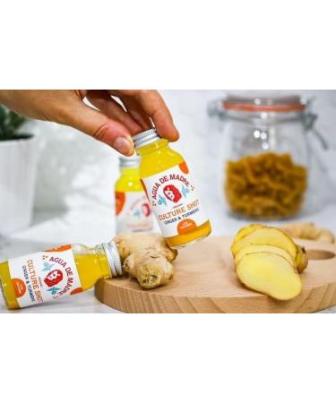 Agua De Madre Culture Shots (10 x 60ml) | Healthy Ginger Shots With Water Kefir and Turmeric | Functional Cultured Gut Goodness | With Black Pepper for Better Absorption | A Perfectly Formed Punch! 10 Count (Pack of 1) - Buy Online on GoSupps.com