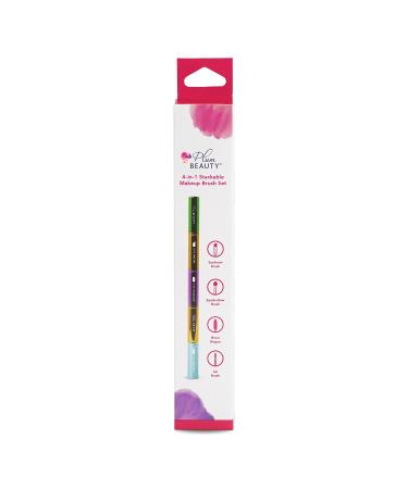 4-in-1 Stackable Travel Makeup Brush Set | Multi-functional Beauty Essential for On-the-Go - Buy Online on GoSupps.com