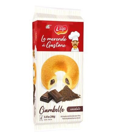 Italian Gourmet E.R. Gastone Lago Ciambelle Cioccolato Donuts Stuffed with Chocolate Cream 240g Pack Each Pack Contains 6 x 40g Donuts