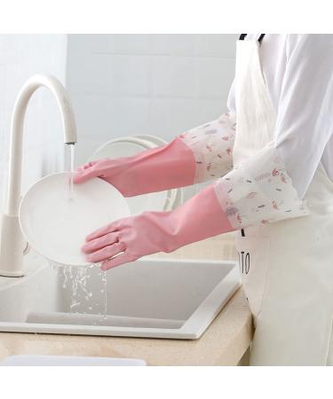 Waterproof Rubber Cleaning Gloves - Long Cuff, Flock Lining, 3 Pair Medium - Kitchen Dishwashing Household Gloves - Buy Online on GoSupps.com