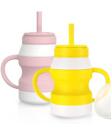 Wee me Upgrade Toddler Cups  Straw Cup with Straw & Lid  Spill-Proof Silicone Sippy Cups  Helps Kids Develop Independent Drinking Skills  BPA Free  8 Oz  Baby Gift Set