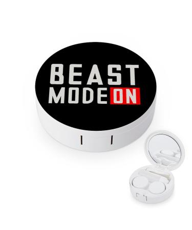 Beast Mode On Cute Contact Lens Case Travel Portable Round Contact Storage Box Kit with Mirror for Daily Outdoor