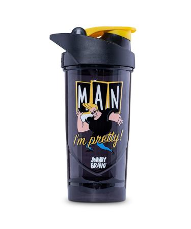 Shieldmixer Hero Pro Classic Shaker Johnny Bravo Pretty - BPA -free - Gym accessories - Protein Shaker - Fitness drinking bottle - black - 700ml