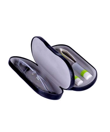 KABAKE Glasses Case and Contact Lens Case 2-in-1 Double Sided with Mirror Portable for Home and Travel