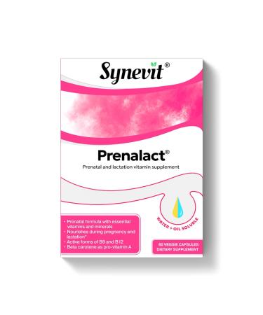 Synevit Prenalact : Prenatal & Lactation Supplement | 19 Essential Vitamins & Minerals for Pregnancy & Breastfeeding | Supports Mother & Baby | 60 Capsules