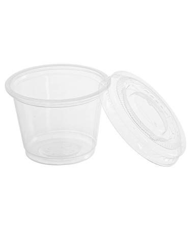 Hedume 600 Sets 1 Oz Disposable Portion Cups with Lids - Clear Jello Shot Cups, Plastic Souffle & Sampling Cups for Sauces - Buy Online on GoSupps.com