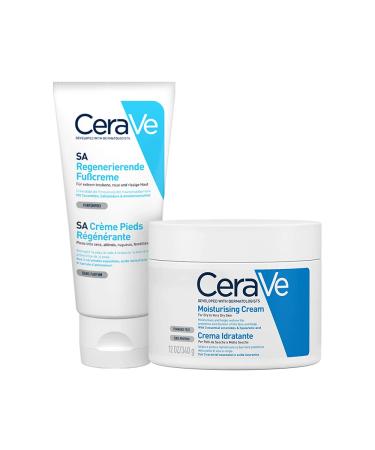 CeraVe Body and Foot Kit Face Moisturizing Cream for Dry Skin with Hyaluronic Acid 340g + SA Regenerating Foot Cream For Cracked Feet With Salicylic Acid 90ml