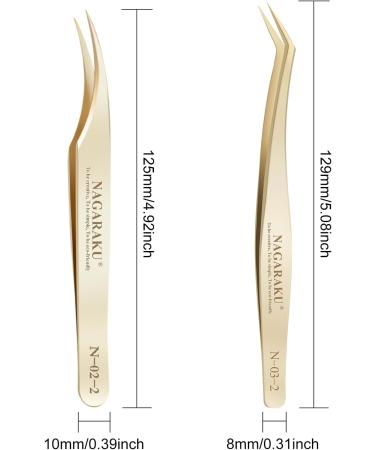 Nagaraku Professional Eyelash Extension Tweezers - Gold Straight Isolation Stainless Steel Precision (N-02-2) - Buy Online on GoSupps.com