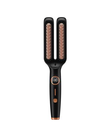 Travel-Friendly Curling Straightener | Hair Styling Brush | 6 Heat Settings Frizz- Hair Brush Professional Salon Home Barbershop Dual-Purpose Comb Straightening Brush Portable Curling