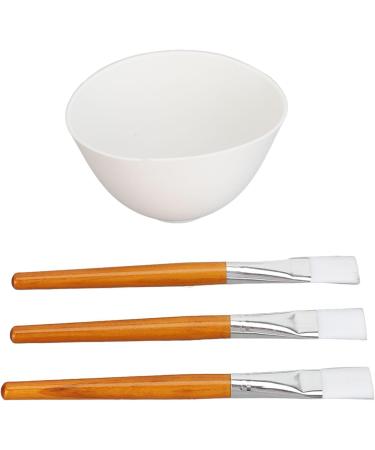 Facemask Mixing Tool Set Wooden Brush Silicone Bowl Reusable Multifunctional for Face Mask Oils Moisturizers - Buy Online on GoSupps.com