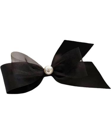 Black Satin Bow Hair Clip with Faux Pearl Decoration Men Girls Ideal for Parties Weddings Daily WearArtificial Pearl Mesh Hair Bow Pin for Women Girls - Buy Online on GoSupps.com
