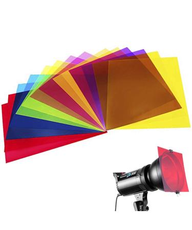 14 Pack Colored Overlays Transparency Color Film Plastic Sheets Correction Gel Light Filter Sheet, 8.5 by 11 Inch,7 Assorted Colors