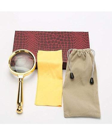 Handheld Magnifying Glass 10 Times Full Metal Gold Bronze Old Man Reading HD Optical Glass Magnifying Glass Length 18.5cm Good Times - Buy Online on GoSupps.com