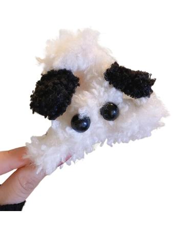 xbiez Harajuku Plush Dog Hair Claw for Girl Hair Claw Delicate Plush Dog Shape Hair Barrettes for Teenager Ponytail Decors White