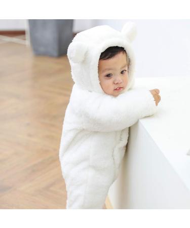 Newborn Cartoon Bear Snowsuit | Winter Thick Coat Footed Romper | Eurobuy | Baby Girl Boy White 0-3 Months - Buy Online on GoSupps.com