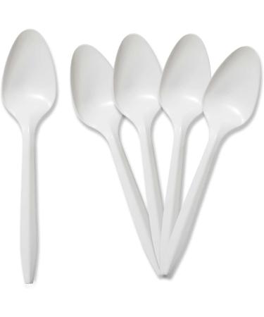 PAMI Medium-Weight Disposable Plastic Teaspoons 400-Pack - White Silverware for Parties, Catering & Takeaway - Sturdy Single-Use Spoons - Buy Online on GoSupps.com