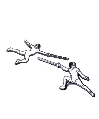 ThreeWOT Fencing Brooch,Souvenir for Fencing Sport Fans,Gift for Fencer(2 Pieces)