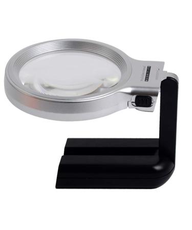 Handheld Magnifier Folding Magnifying Glass with LED Light Dual Optical Glass Magnifying Mirror Magnifying Lens for Home Learning Reading and Fault Finding