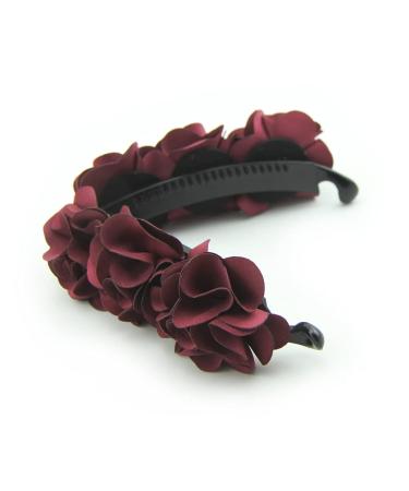 Meilliwish Noble Wedding Flower Hair Clip for Women - Beautiful Banana Style in Wine Red - Buy Online on GoSupps.com