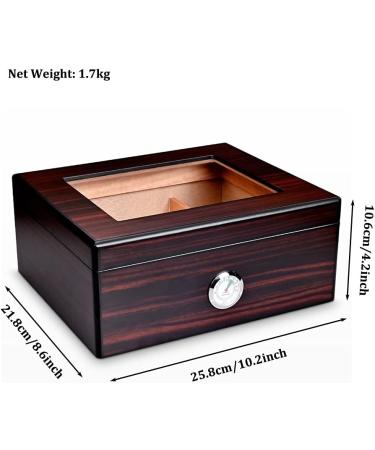 Cigar Boxs Humidors Cigar Humidors Glass Top Handcrafted Cestorage Box with Humidifier and Hygrometer Cigar Case Holds up to 50 Cigars Men A 25.8X21.8X10.6Cm - Buy Online on GoSupps.com
