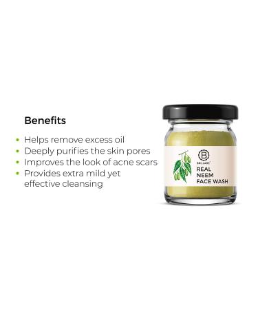 Brillare Neem Facial Cleanser - Natural Face Wash for Oily & Acne-Prone Skin, Paraben & Sulfate-Free, 15gm - Buy Online on GoSupps.com