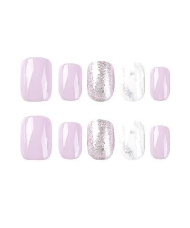 Justotry 24-Piece Rose Angular Glitter Press-On Nails | Glossy Artificial Short French Square Nails for Women - Buy Online on GoSupps.com