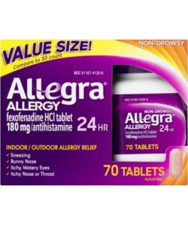 Allegra Adult 24 Hour Allergy Tablets - Fast Relief in 1 Hour | 180mg 70 Count - Shop Internationally - Buy Online on GoSupps.com