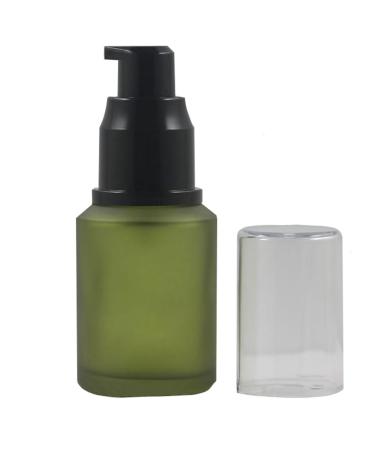 Ericotry 1PCS 60ml 2oz Frosted Empty Glass Cosmetic Cream Lotion Pump Bottle With Black Pump Head And Anti-Dust Cap For Beauty Liquid Essential Oil Cream Emulsion Travel Containers
