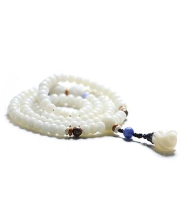 HSYHKDSY Bracelet 1 Piece of White Bodhi 108 Beads Necklace Bracelet Multi-Circle Bracelet White 0.6*0.8cm