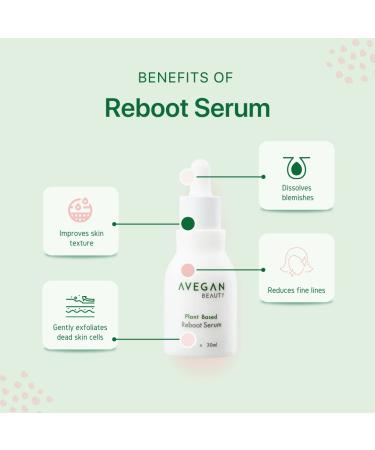 AVEGAN Wellness Beauty Plant-Based Reboot Serum | Gentle Exfoliating Blemish Treatment with AHA & BHA | International Shipping - Buy Online on GoSupps.com
