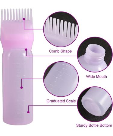 Abnaok Root Comb Applicator Bottle 6oz - Hair Dye Brush with Graduated Scale - 4 Pack - Buy Online on GoSupps.com
