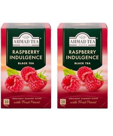 Ahmad Tea - Raspberry Indulgence - Th noir la framboise - Avec morceaux de fruits - Sachets de th emball s individuellement et scell s - 20 sachets de th avec ruban (Lot de 2)