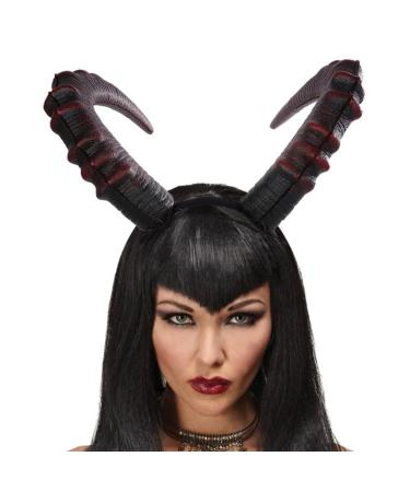minkissy Demon Horn Headband Devil Headband Devil Horn Hair Hoop Carnival Headdress Prop Devil Cosplay Costume Dark Red
