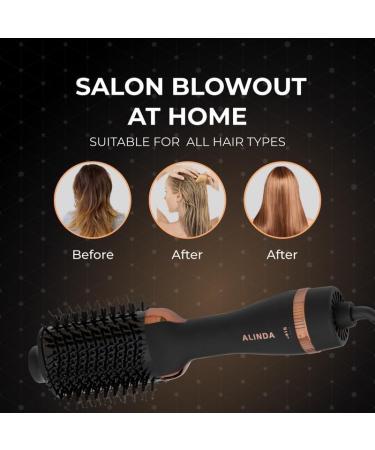 Alinda Hot Air Blow Hair Dryer Brush 2-in-1 Volumizer for Drying & Straightening Perfectly Styled Hair - Buy Online on GoSupps.com