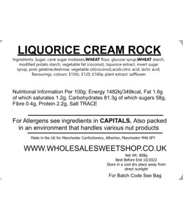 Ellies Jellies Liquorice Cream Rock 808g Rectangle Tub - Buy Online on GoSupps.com