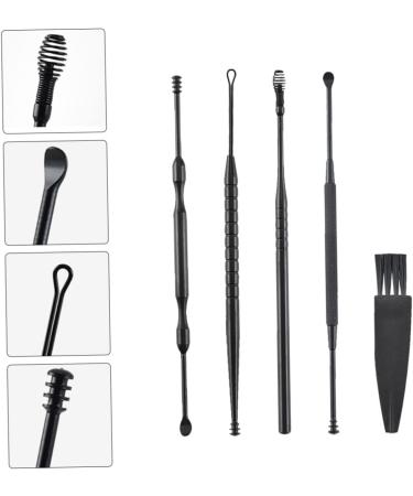 ULTECHNOVO Ear Cleaner Cleaning Brush Set - Portable Ear Pick Tool Kit for Gently Cleaning Ear Canal - Black, 12x0.5cm - Buy Online on GoSupps.com